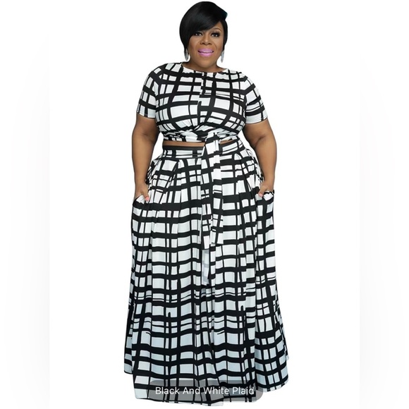 Tie Front Half Sleeve Top and Skirt Set main image 0